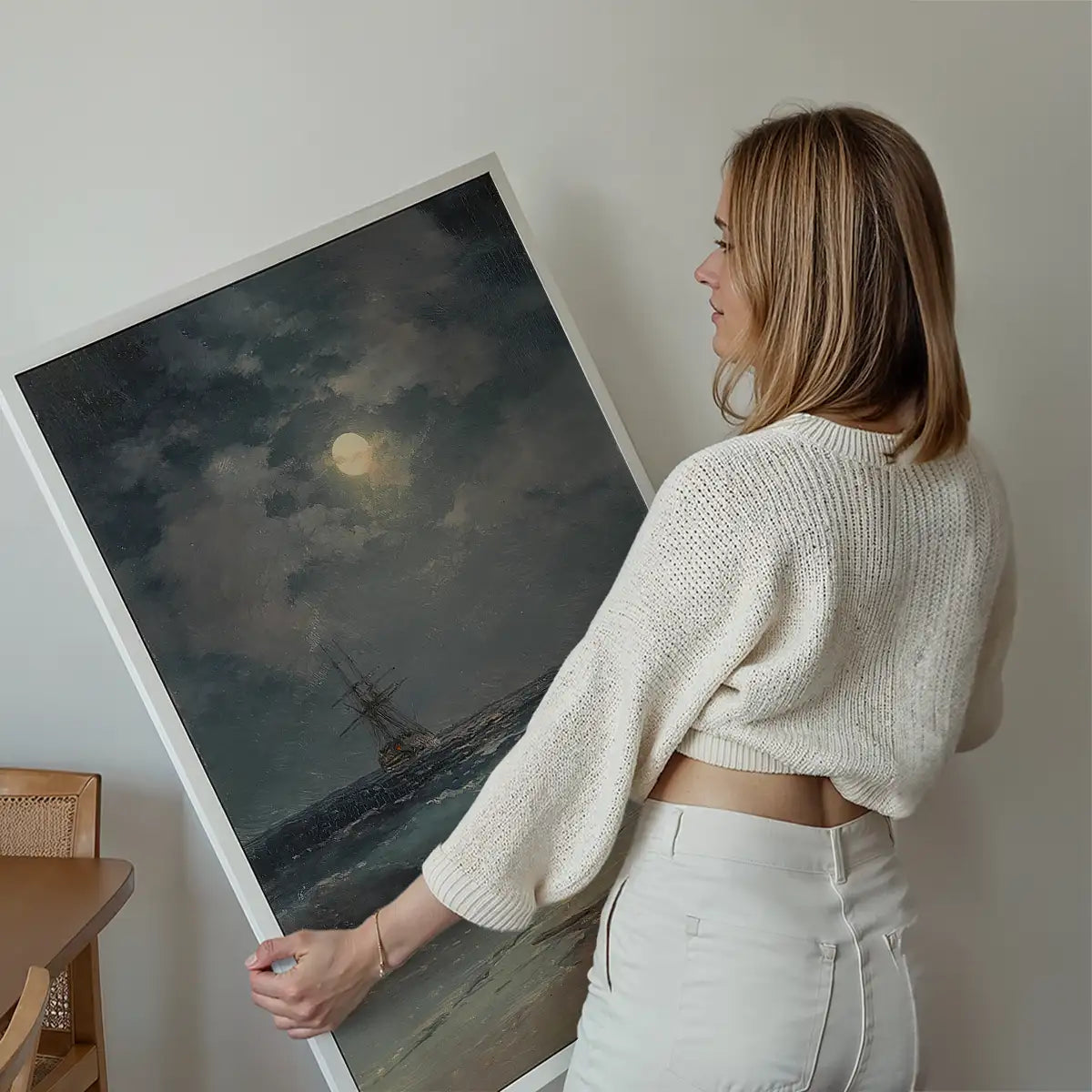 Ship by Moonlight by Ivan Konstantinovich Aivazovsky Poster Print
