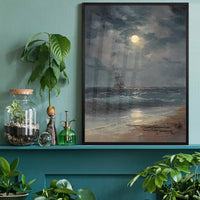 Ship by Moonlight by Ivan Konstantinovich Aivazovsky Poster Print
