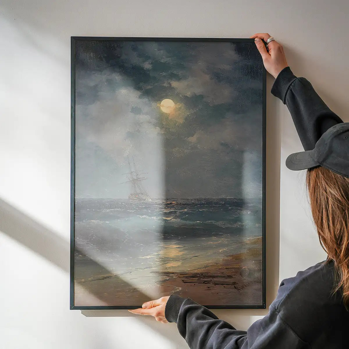 Ship by Moonlight by Ivan Konstantinovich Aivazovsky Poster Print