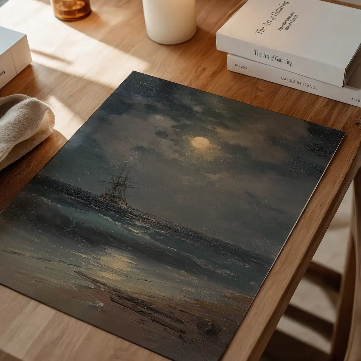 Ship by Moonlight by Ivan Konstantinovich Aivazovsky Poster Print