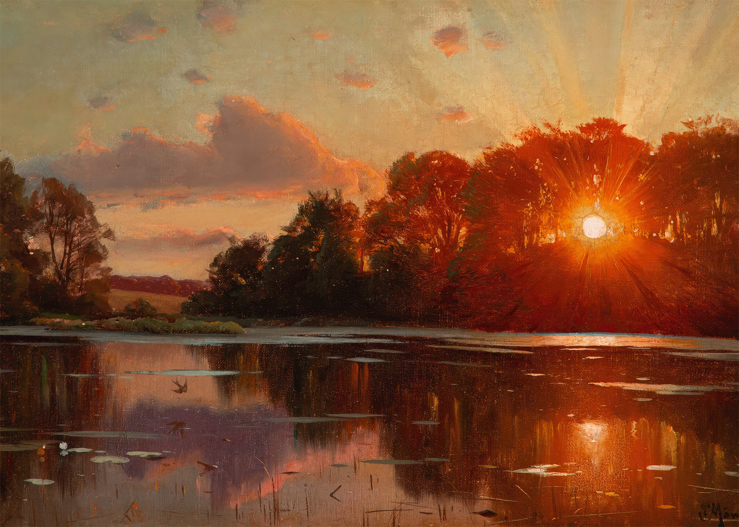 Sunset at Orholm Print by Peder Mørk Mønsted