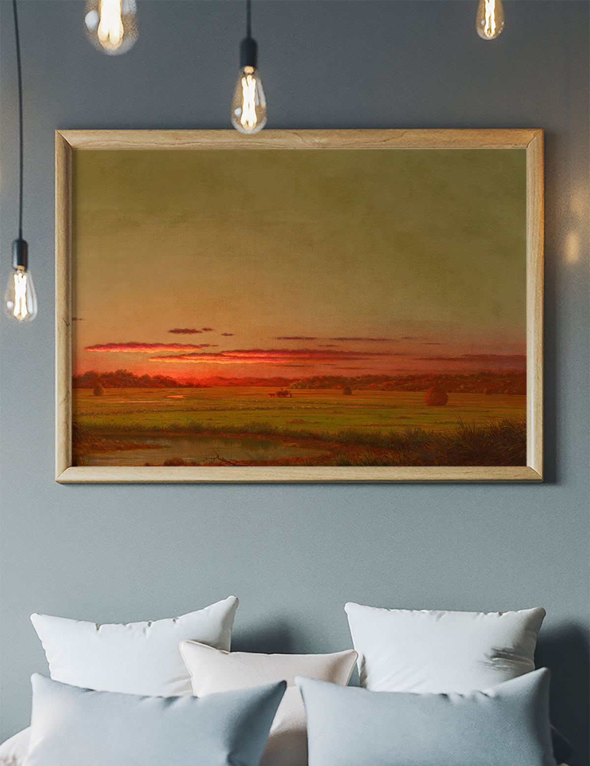 Sunset, Haywagon in the Distance Print by Martin Johnson Heade