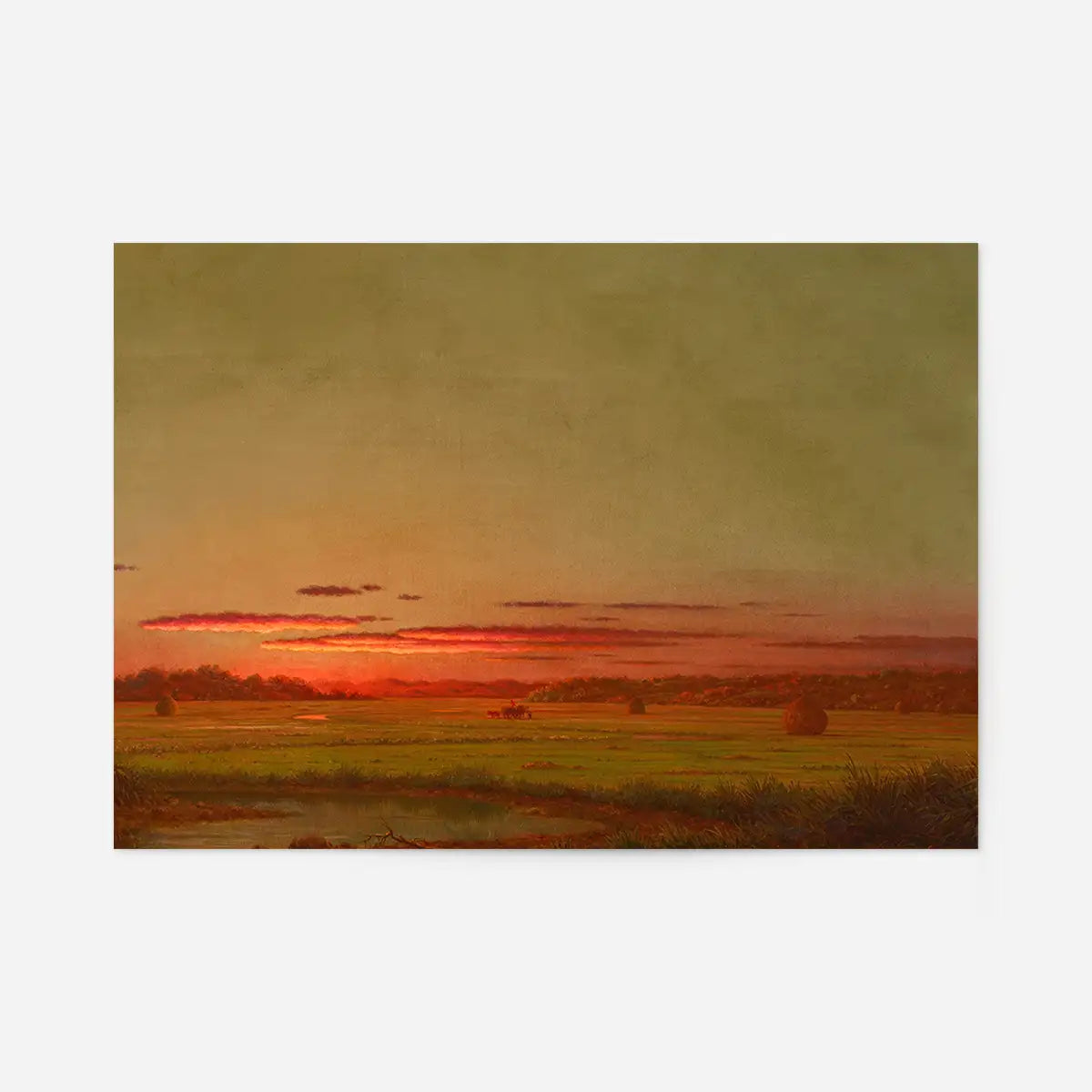 Sunset, Haywagon in the Distance Print by Martin Johnson Heade