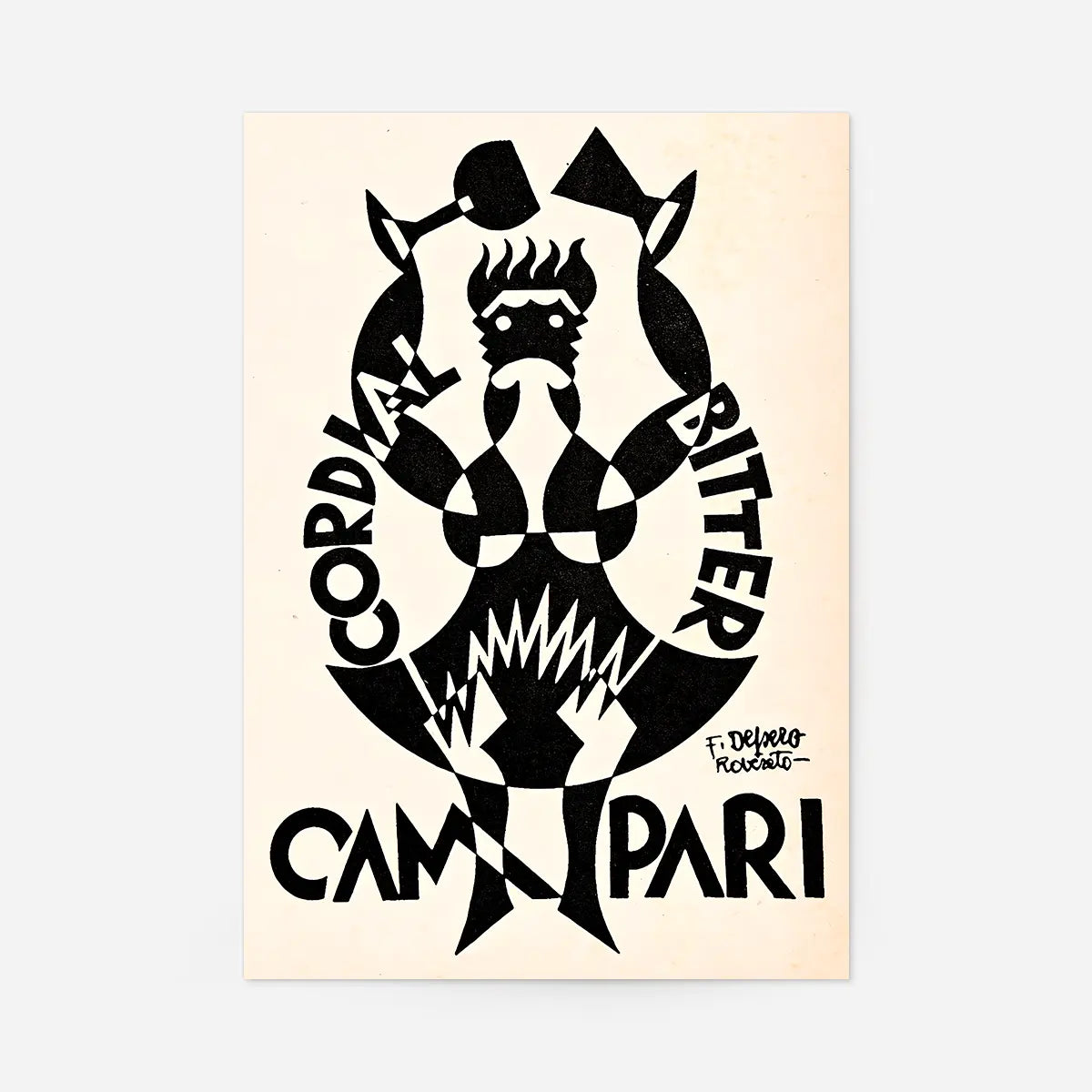 Black and White Campari Bitter Cordial Fortunato Depero Poster Print