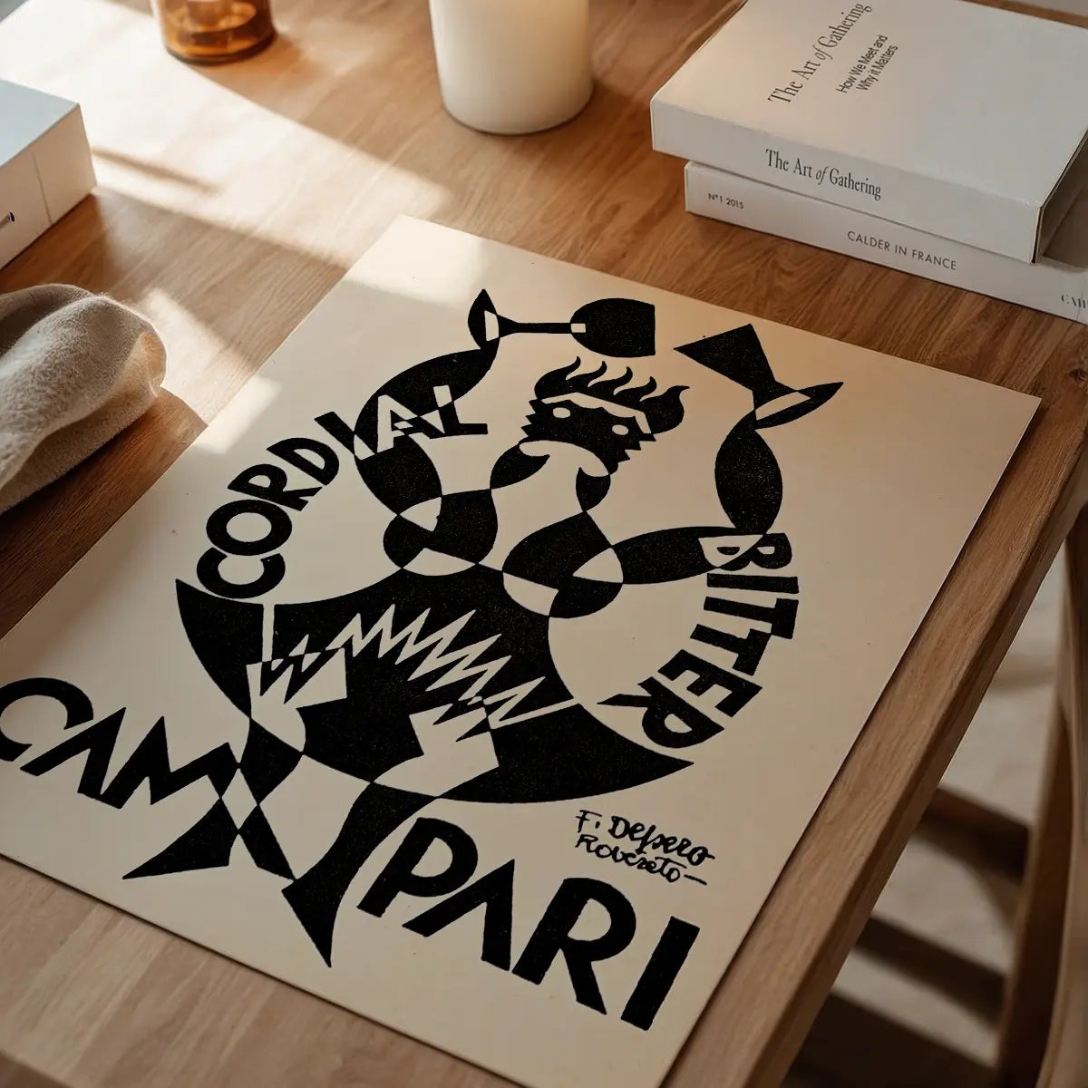 Black and White Campari Bitter Cordial Fortunato Depero Poster Print