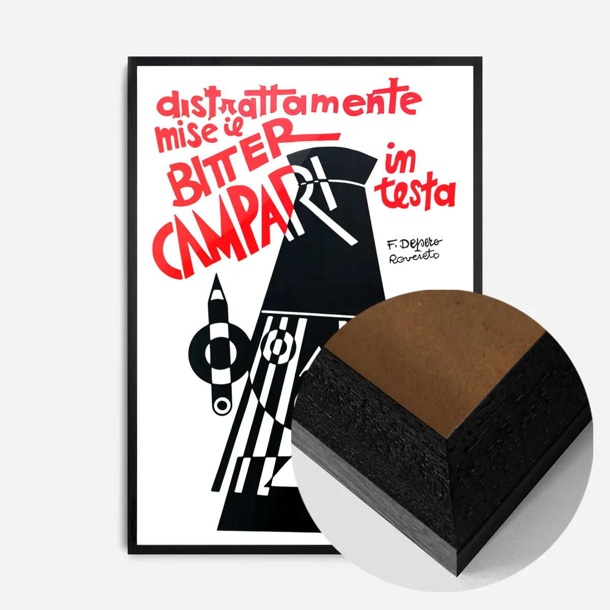 Bitter Campari in Testa Black and White Fortunato Depero Print
