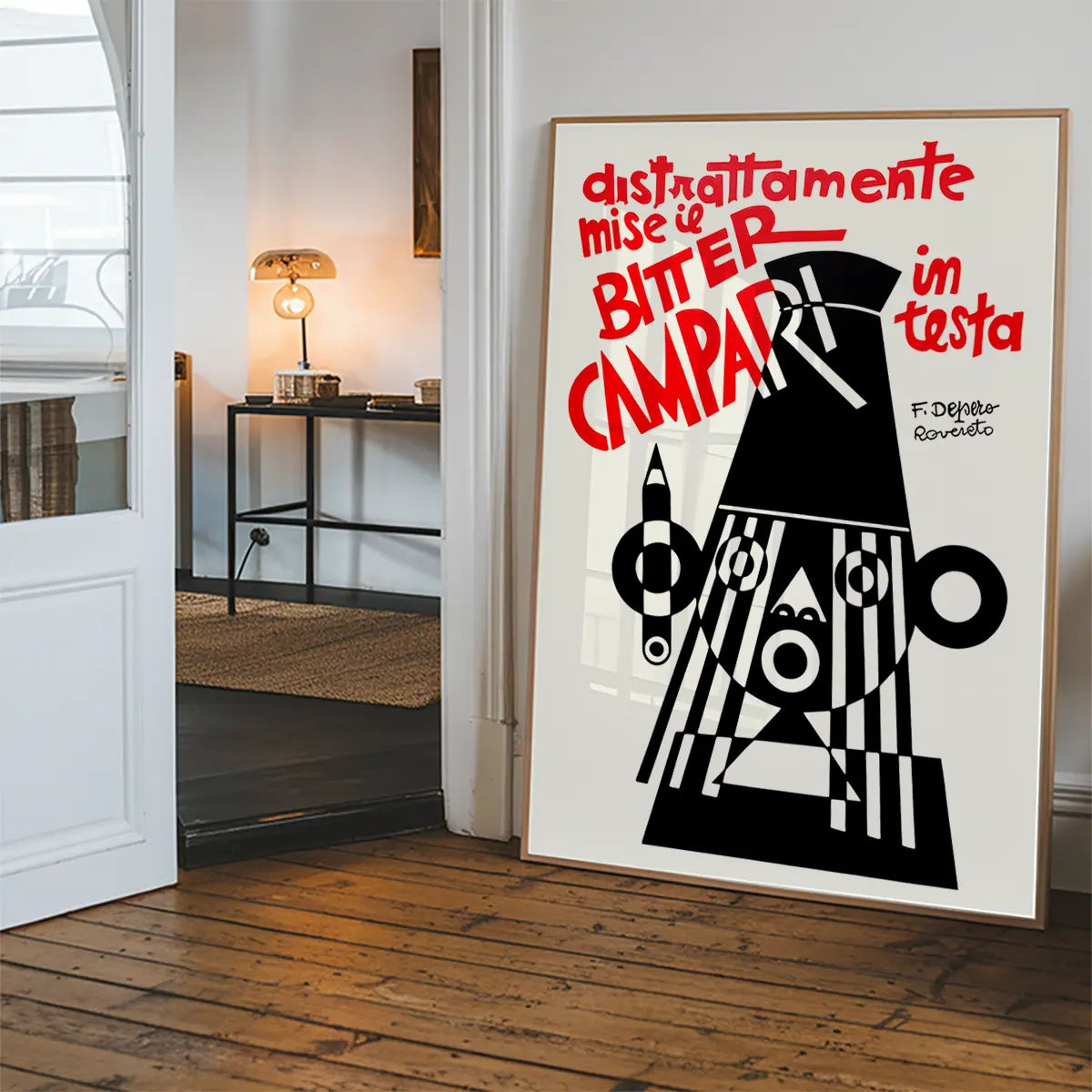 Bitter Campari in Testa Black and White Fortunato Depero Print