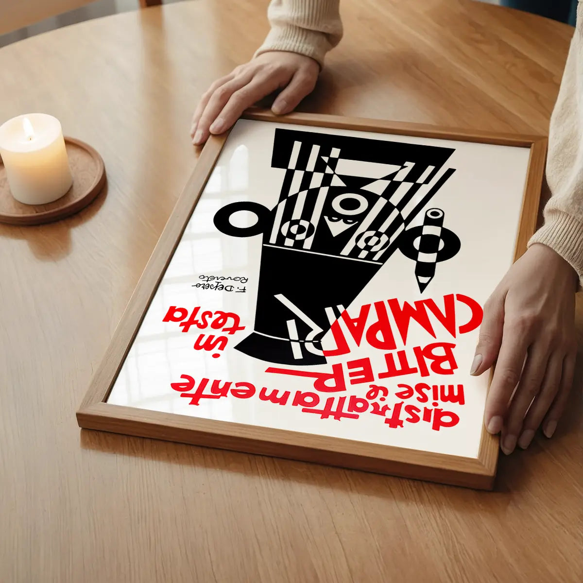 Bitter Campari in Testa Black and White Fortunato Depero Print