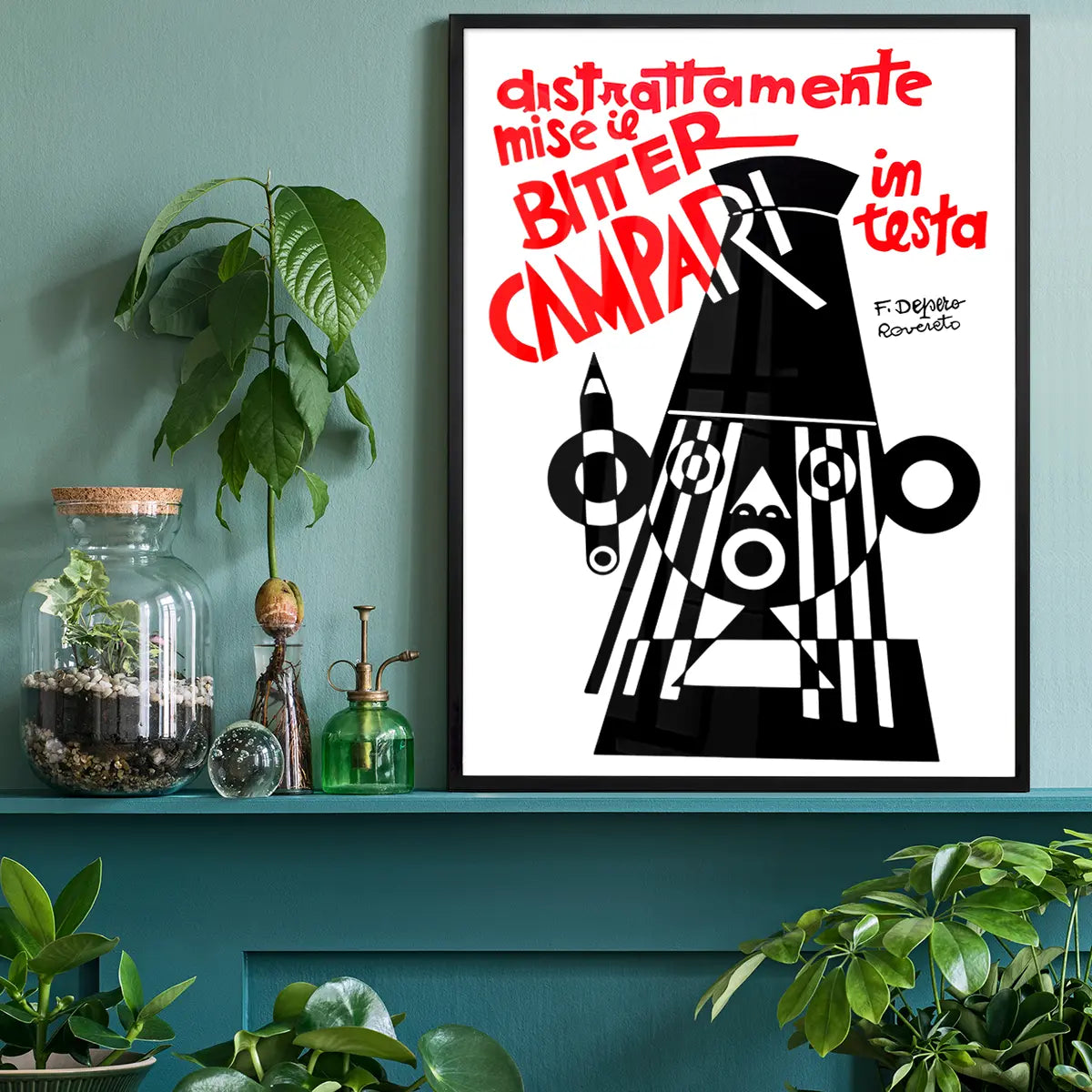 Bitter Campari in Testa Black and White Fortunato Depero Print