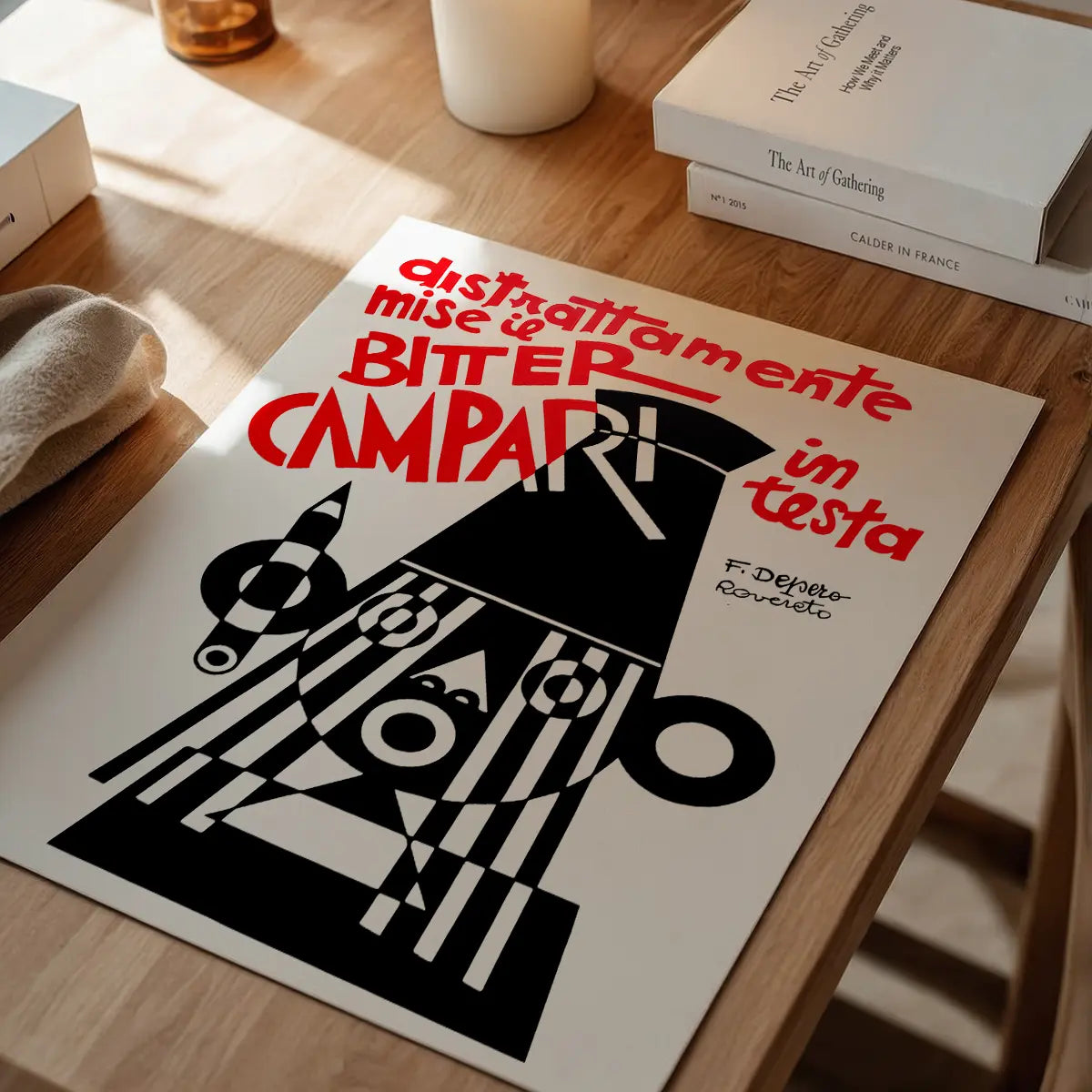 Bitter Campari in Testa Black and White Fortunato Depero Print
