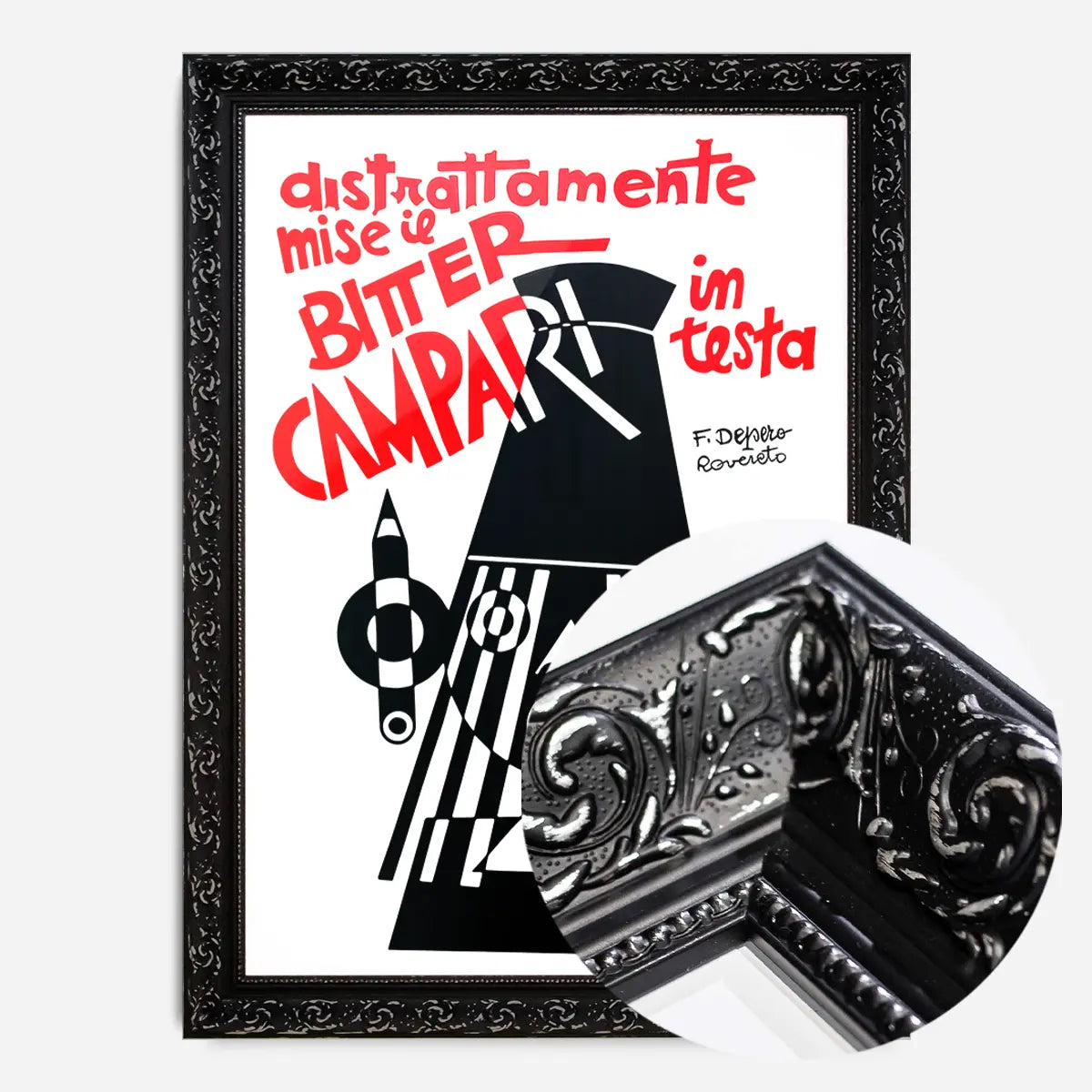Bitter Campari in Testa Black and White Fortunato Depero Print