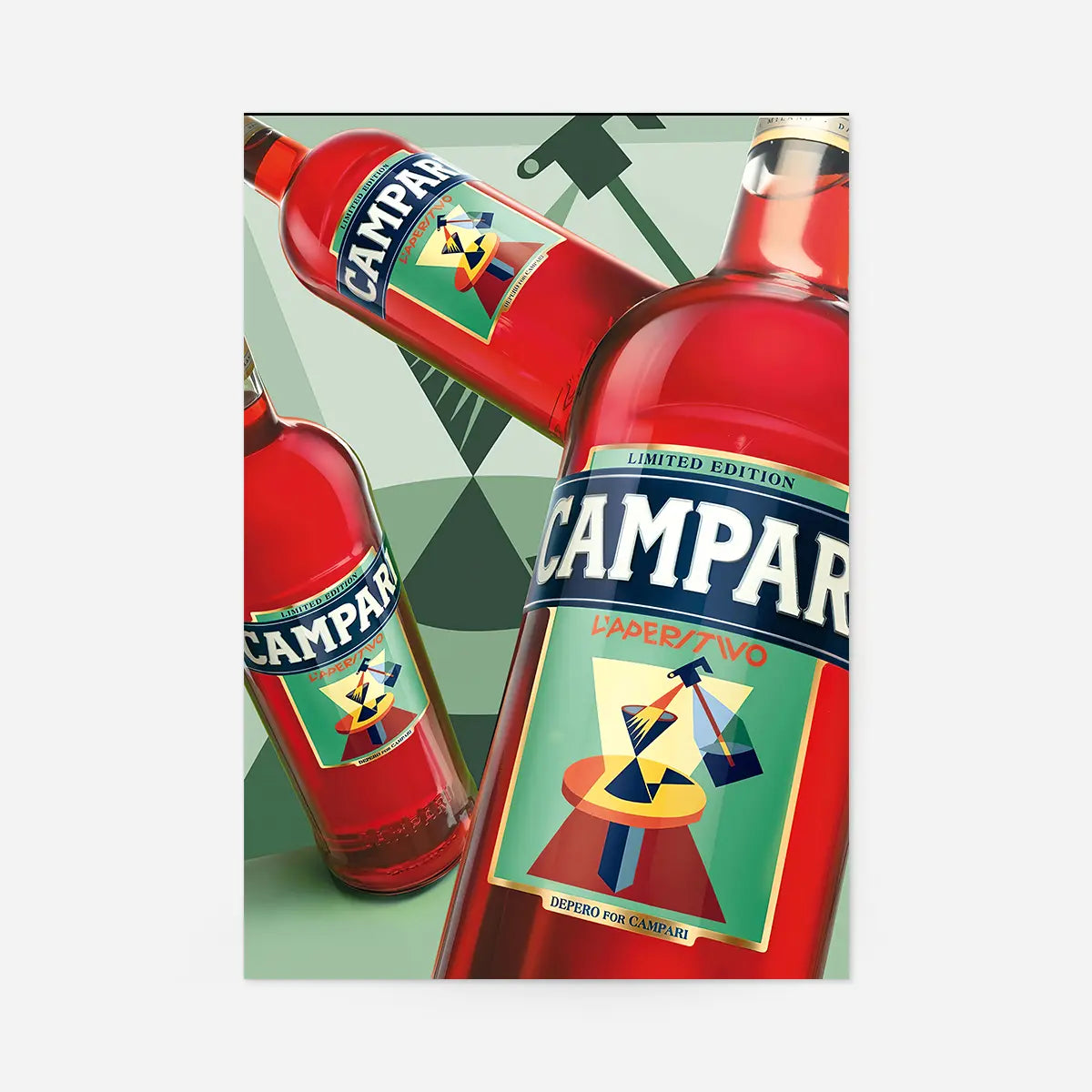 Photorealistic Campari Bottles Poster Print