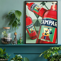 Photorealistic Campari Bottles Poster Print