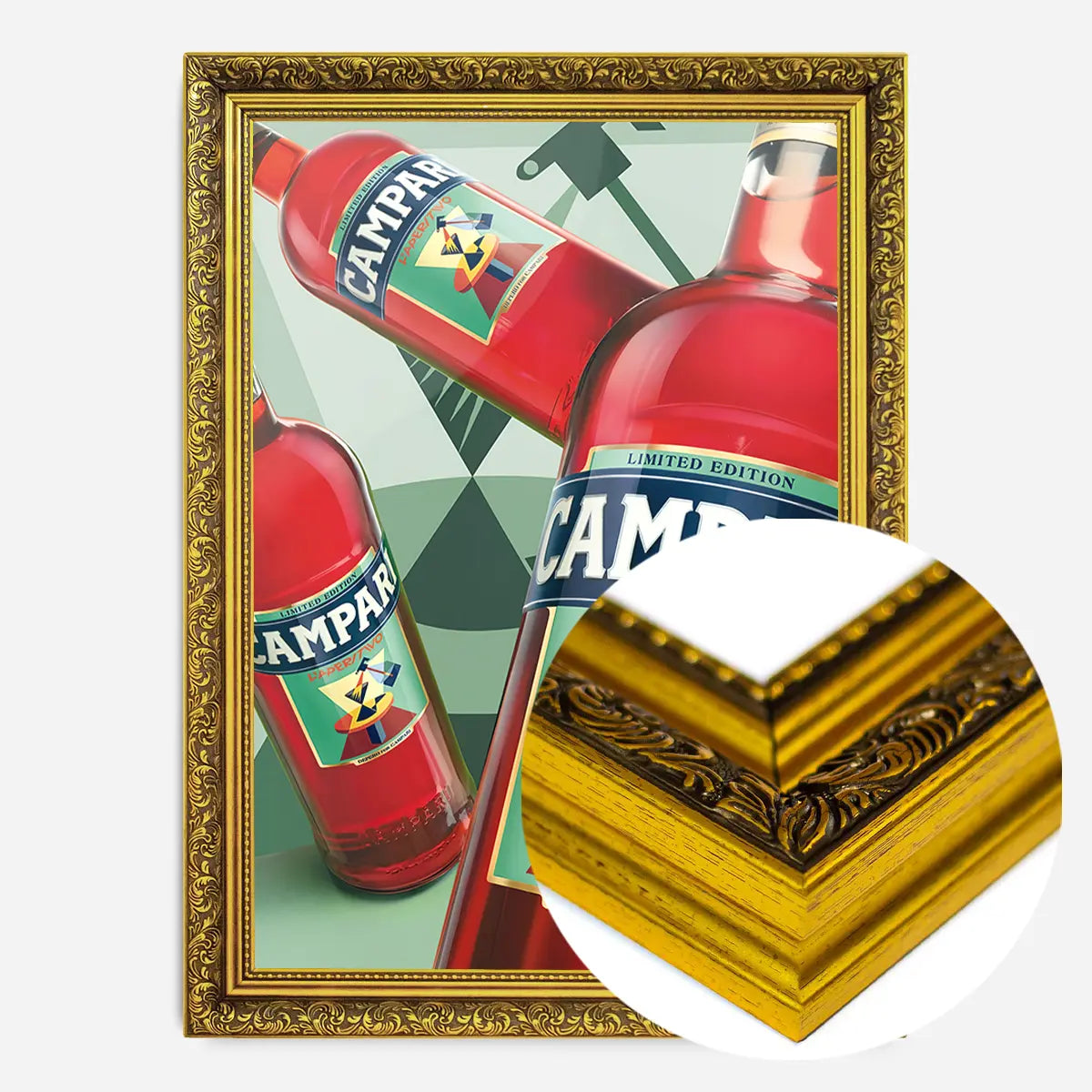 Photorealistic Campari Bottles Poster Print