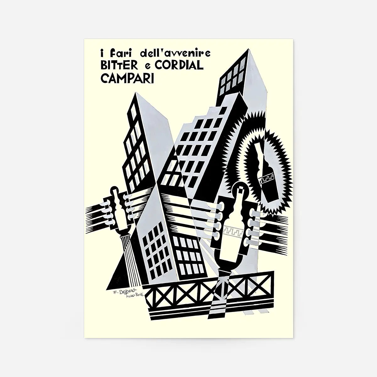 Bitter e Cordial Campari Fortunato Depero Design Poster Print