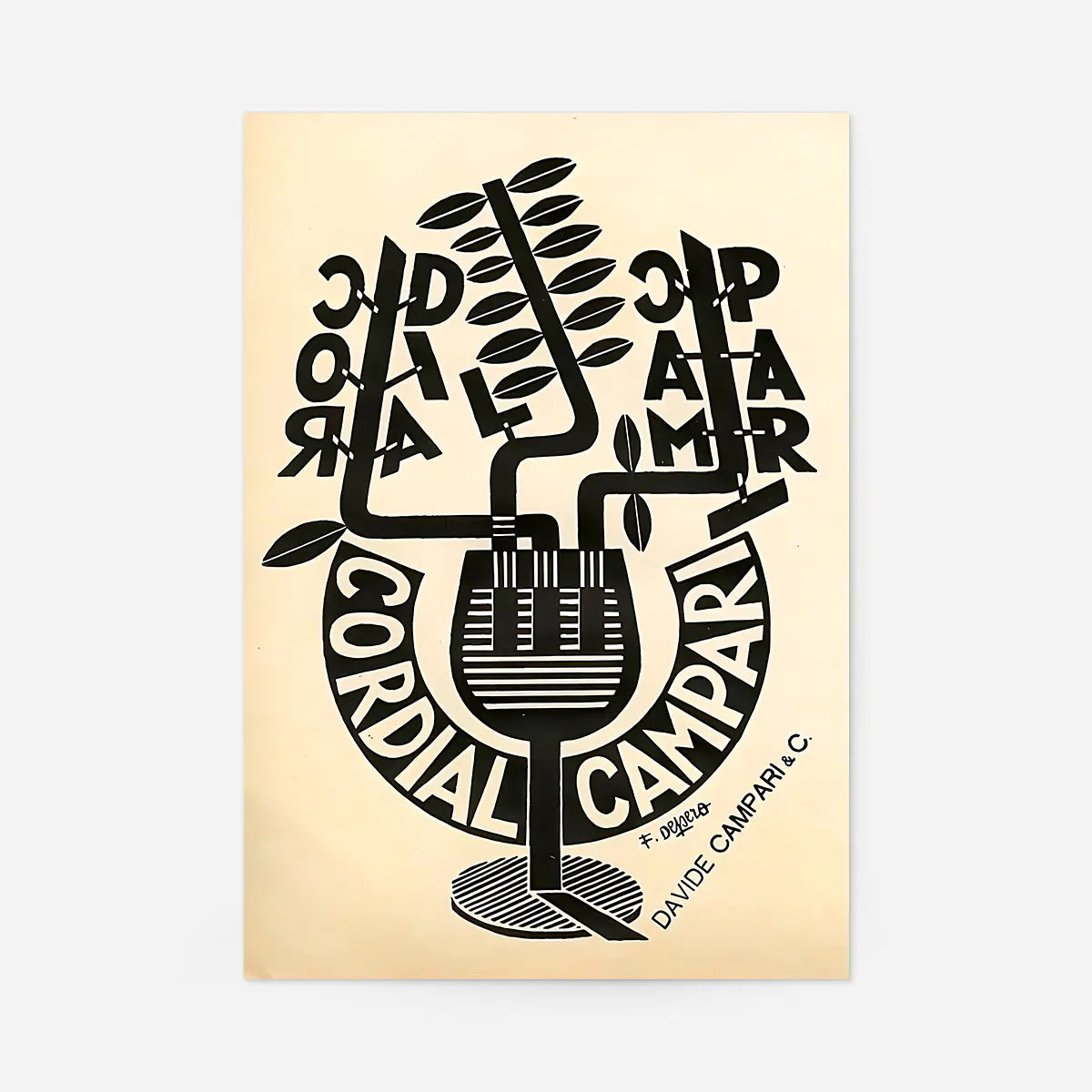 Cordial Campari Glass Fortunato Depero Design Print