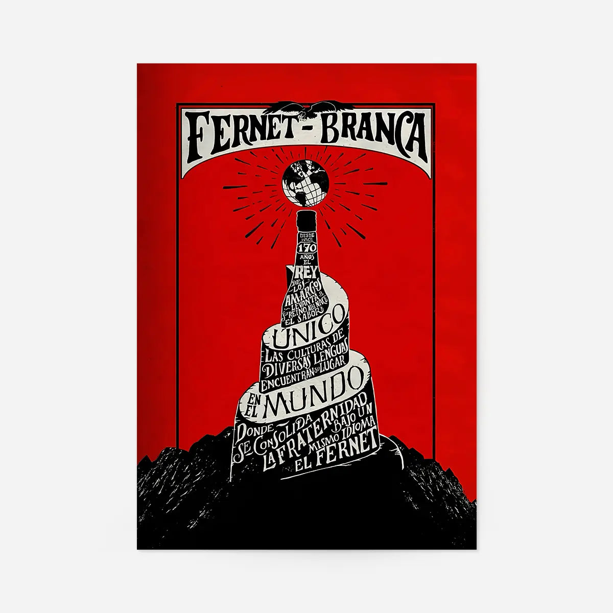 Red Fernet Branca Typography Design Poster Print