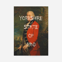 Yorkshire State of Mind altered art print: red-coat portrait with white graffiti lettering