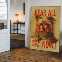 Terrier typography quote print hung in a welcoming hallway