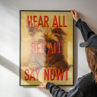 Terrier typography quote print brightening a kitchen wall