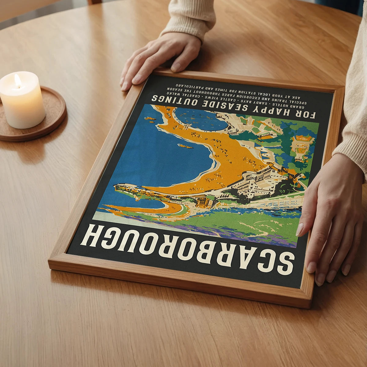 The print framed above the bed in a bedroom setting