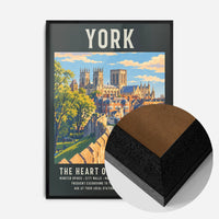 York Minster city walls print in a black wood frame, side profile