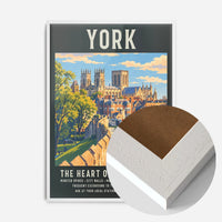 York Minster city walls print in a white wood frame, side profile