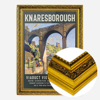 Knaresborough viaduct poster print in a gold ornate frame, side profile
