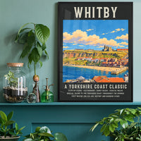 Whitby Yorkshire coast wall art in a home office, featuring the abbey above the beach