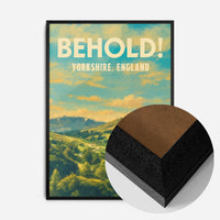 Yorkshire countryside landscape print in a black wood frame, side profile