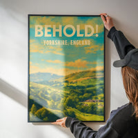 The print brightening a kitchen wall with green and golden tones