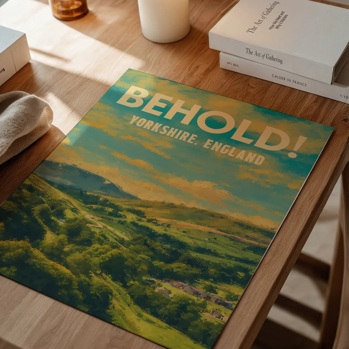 Yorkshire countryside landscape artwork displayed in a dining room