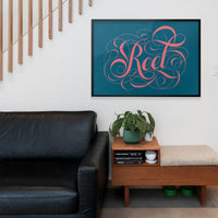 Landscape calligraphy wall art styled in a home office