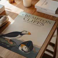 Bempton Cliffs puffin print on a dining room wall