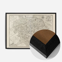 antique Yorkshire county map print in a black wood frame, side profile