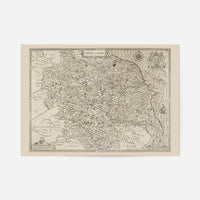 1610 map of Yorkshire by John Speed, antique engraved county map with compass rose and coat of arms