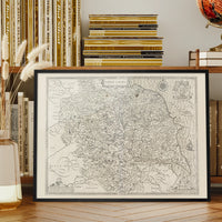 Antique Yorkshire county map displayed as wall art in a living room