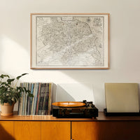 The print of the 1610 Yorkshire map hanging in a hallway
