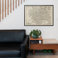 Antique Yorkshire county map on the wall of a home office