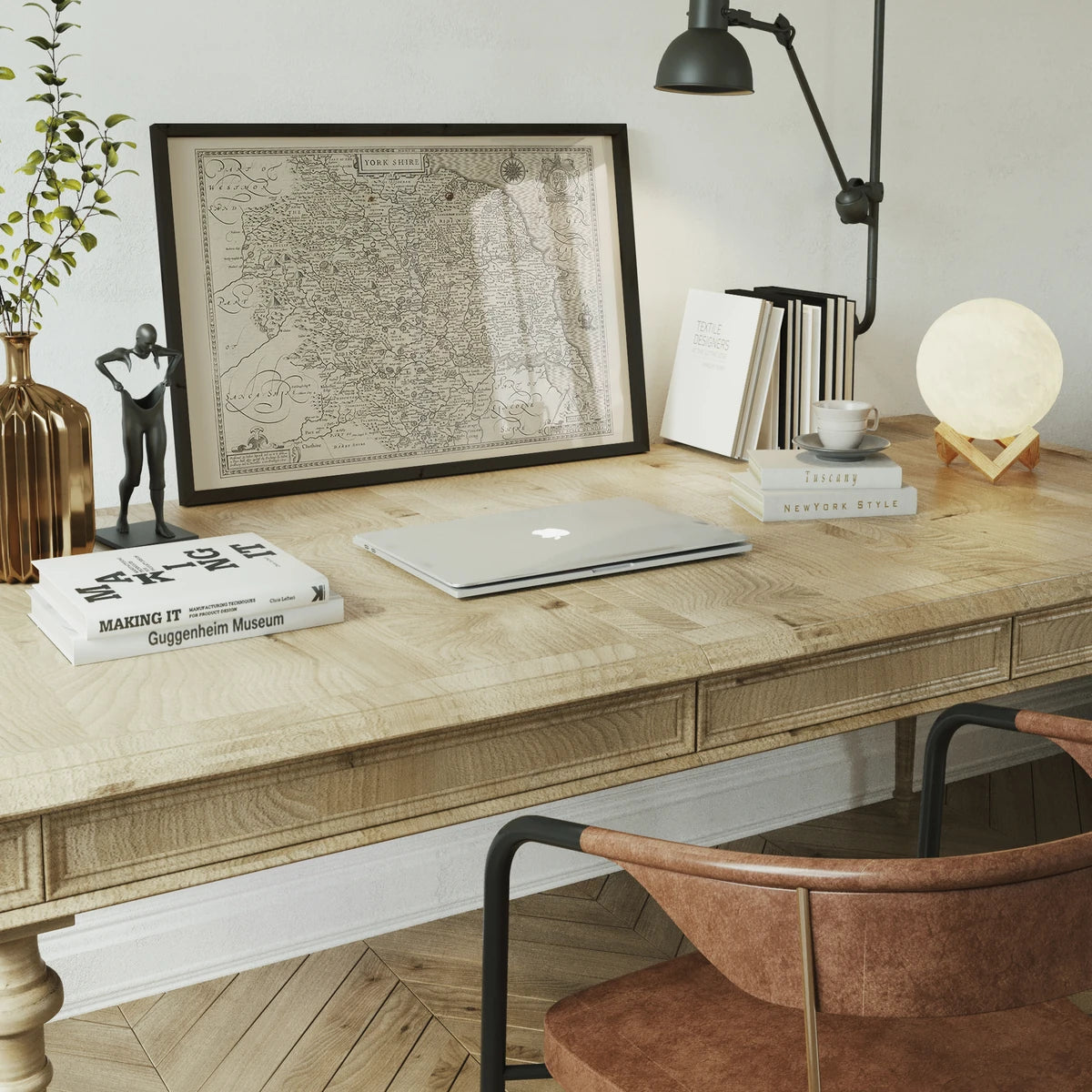 Historic Yorkshire map wall art in a dining room
