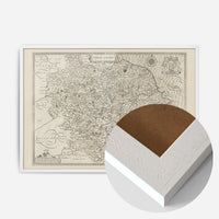 antique Yorkshire county map print in a white wood frame, side profile