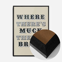 northern proverb typography print in a black wood frame, side profile