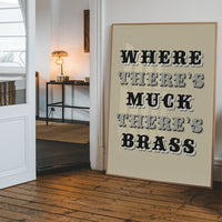 Northern proverb typography print hung in a hallway as a black and white quote print