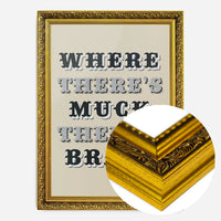 northern proverb typography print in a gold ornate frame, side profile