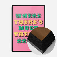 northern saying typography print in a black wood frame, side profile