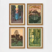 Set of 4 framed prints, vintage Italian Campari advertising posters: a "Bitter Campari" cubist-style advertisement; a "Davide Campari & C Milano" cubist-style advertisement; a "Campari Soda" bottle advertisement; and an "Aperitivo Bitter Campari" advertisement — unframed