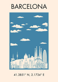 Clearance - Barcelona Tourist Style Poster 30x40cm
