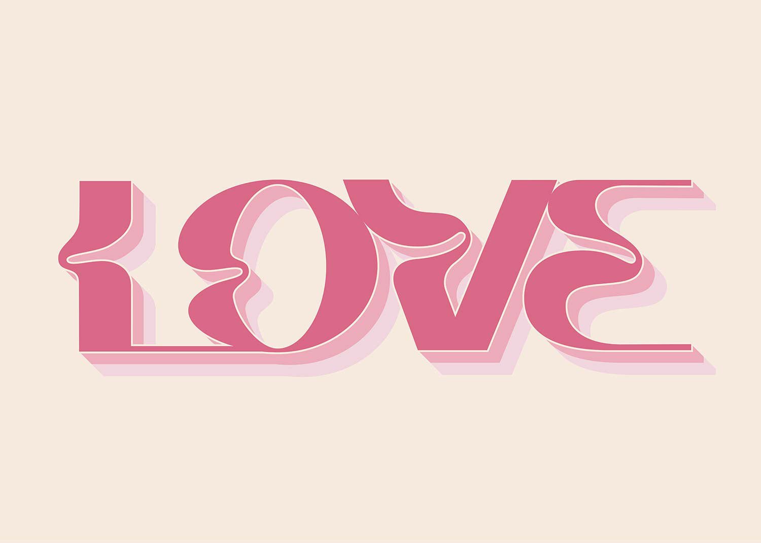 Wavy Love Typography Print