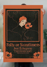 Folly or Saintliness vintage poster of a woman by Ethel Reed