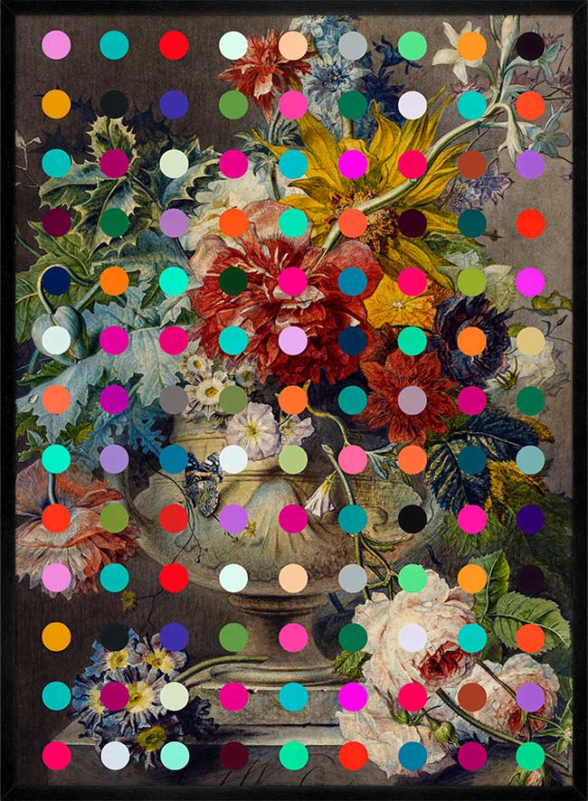 Modern Art Dots Flowers Altered Art Print